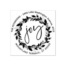 Joy Christmas Wreath Round Endereço de devolução