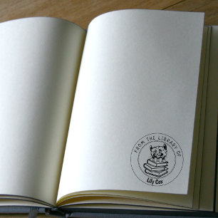 Carimbo De Borracha Kinkalow Cat, Livro Da Biblioteca De