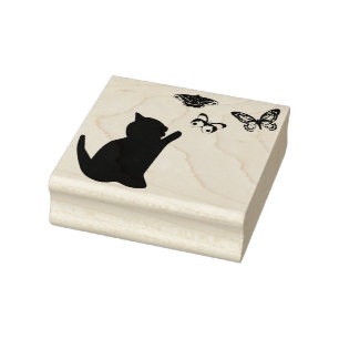 Carimbo De Borracha Kitten e Borboletas