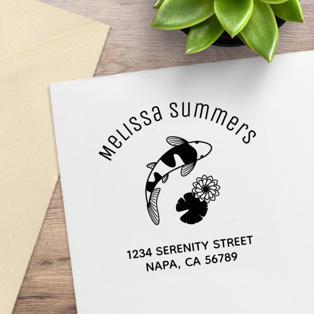 Carimbo De Borracha Koi Fish Lily Arch Address (Criador carregado)