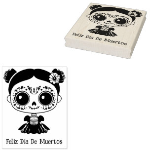Carimbo De Borracha La Catrina com texto 💀 💀 Día de Muertos