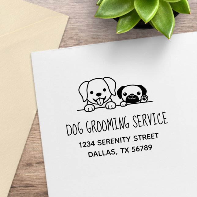 Carimbo De Borracha Labrador and Pug Dog Grooming Service Address (Criador carregado)