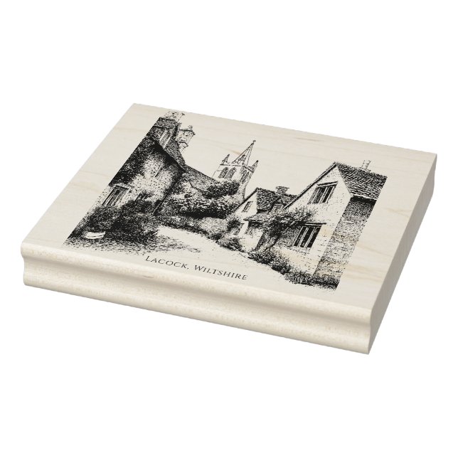 Carimbo De Borracha Lacock Village Sketch, Wiltshire England (Carimbo)