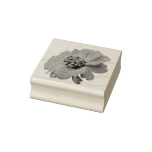 Carimbo De Borracha Laranja Zinnia Wildflower Natureza Floral