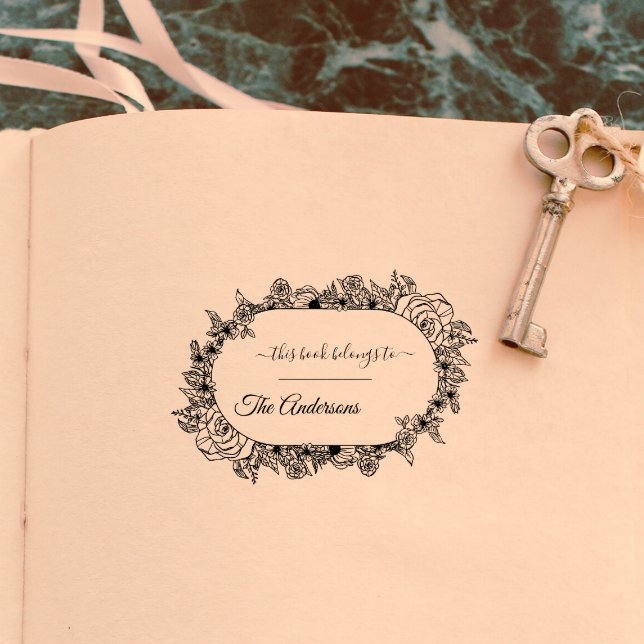 Carimbo De Borracha Laurel Wreath Custom Este livro pertence a (Criador carregado)
