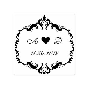 Carimbo De Borracha Laurel Wreath Monograma Wedding (Casamento Laurel