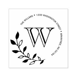 Carimbo De Borracha Laurels deixa o endereço de devolução monograma