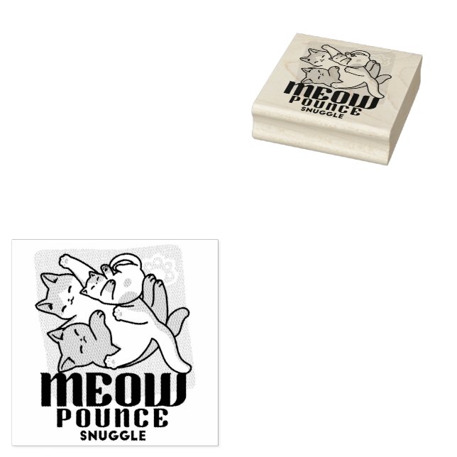 Carimbo De Borracha Lazer - Design de Gatos Preguiçosos (Carimbado)