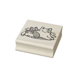 Carimbo De Borracha Lazer - Design de Gatos Preguiçosos