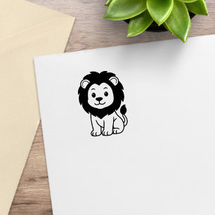 Carimbo De Borracha Leão de desenho animado fofo 1x1