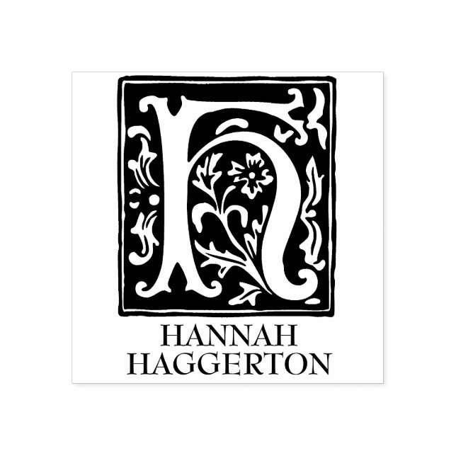 Carimbo De Borracha Letra alfabética oral H monograma (Impressão)