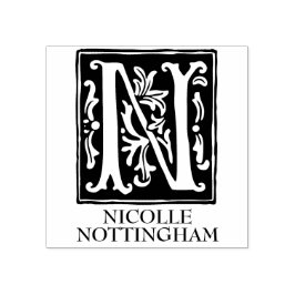 Carimbo De Borracha Letra alfabética oral N monograma