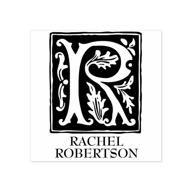 Carimbo De Borracha Letra alfabética oral R monograma (Impressão)