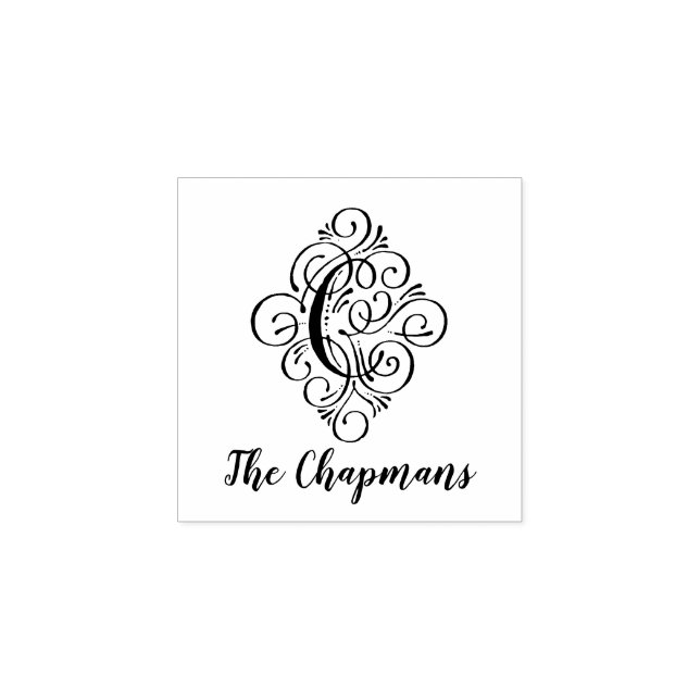 Carimbo De Borracha Letra C Nome Inicial do Monograma de Farinha Elega (Impressão)