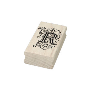 Carimbo De Borracha Letra decorativa Monograma Vintage R