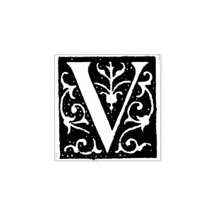 Carimbo De Borracha Letra decorativa Monograma Vintage V