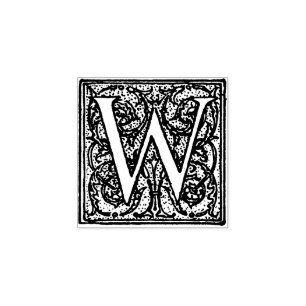 Carimbo De Borracha Letra decorativa Monograma Vintage W
