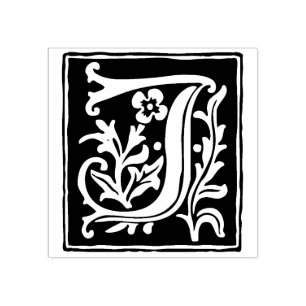 Carimbo De Borracha Letra Floral Alphabet J Vintage Tipografia
