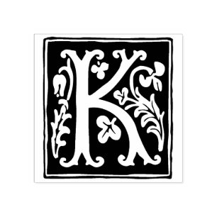 Carimbo De Borracha Letra Floral Alphabet K Tipografia Vintage