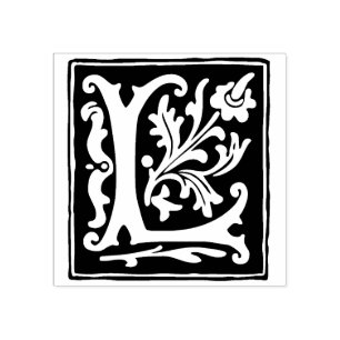 Carimbo De Borracha Letra Floral Alphabet L Vintage Tipografia
