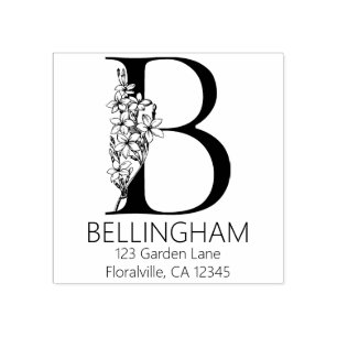 Carimbo De Borracha Letra Floral Head - B - Monograma de Endereço de R