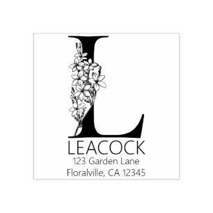 Carimbo De Borracha Letra Floral Head - L - Monograma de Endereço de R
