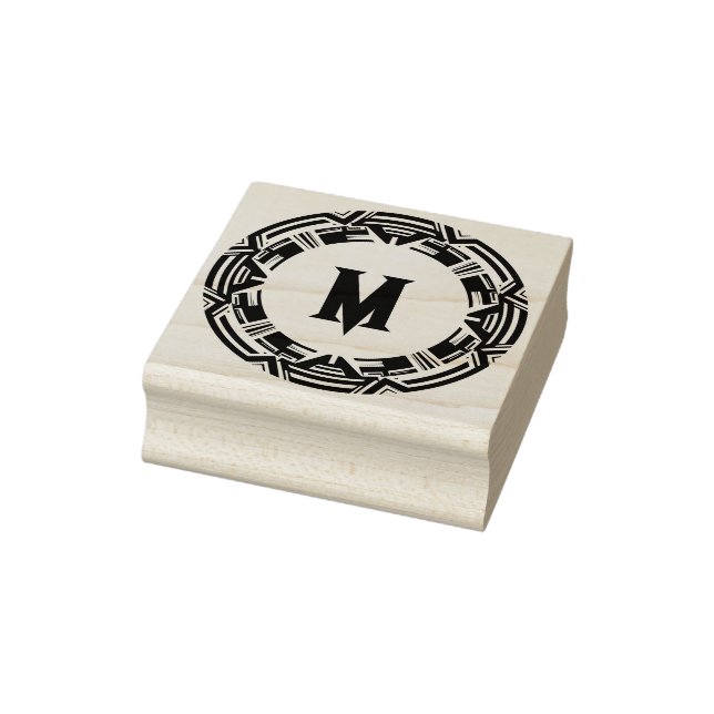 Carimbo De Borracha Letra monograma, Design asteca Ring (Carimbo)