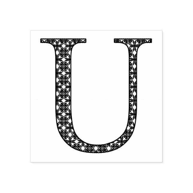 Carimbo De Borracha Letra U Mídia Damask Monograma