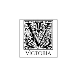 Carimbo De Borracha Letra V Vintage - Primeira Letra com Nome Personal