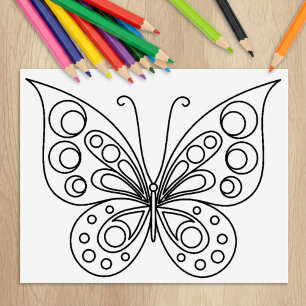 Carimbo De Borracha Linda Página de Coloração da Borboleta
