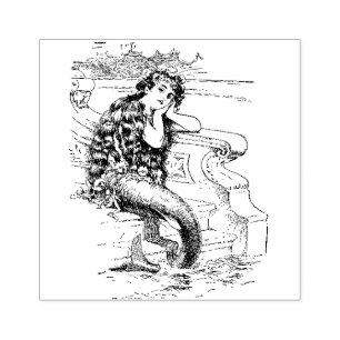 Carimbo De Borracha Linda Vintage Sereia