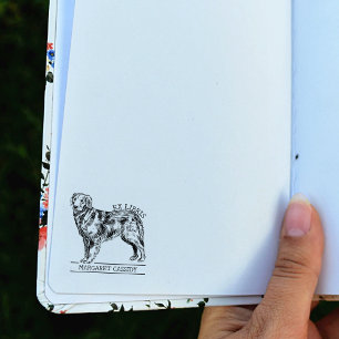 Carimbo De Borracha Lindo Ex Libris Vintage do Golden Retriever