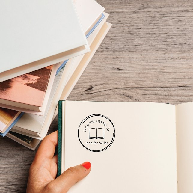 Carimbo De Borracha Lindo Professor Moderno Redondo Da Biblioteca De (Criador carregado)