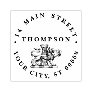 Carimbo De Borracha Lion Tower Fleur de Lis Crest Emblem C