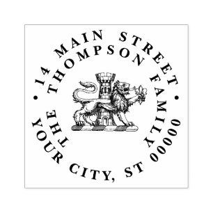 Carimbo De Borracha Lion Tower Fleur de Lis Crest Emblem C