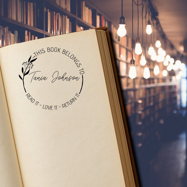 Carimbo De Borracha Livraria da biblioteca de livros Rua floral person (Criador carregado)