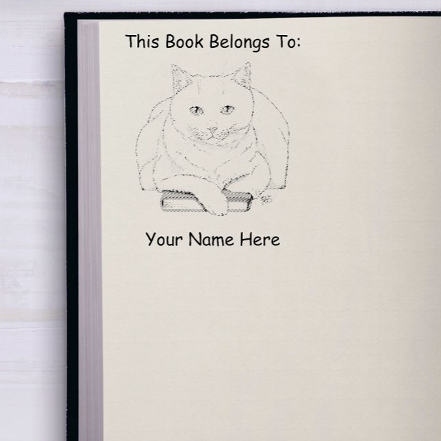 Carimbo De Borracha Livro Branco Gato Roxo Engraçado (Criador carregado)