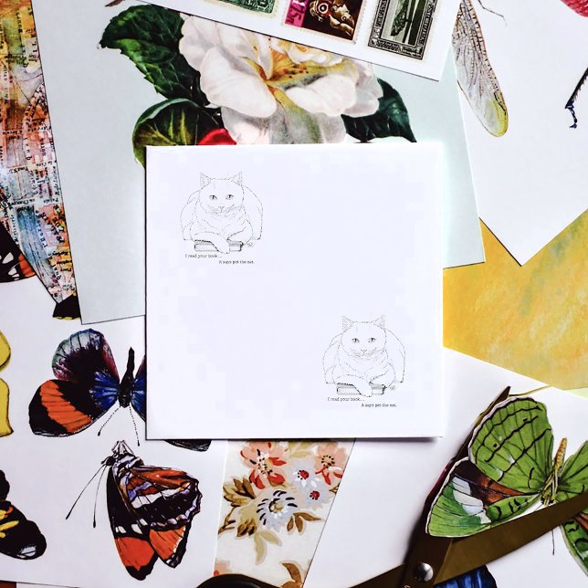 Carimbo De Borracha Livro Branco Gato Roxo Engraçado (Criador carregado)