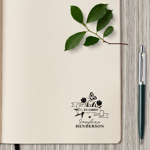 Carimbo De Borracha Livro da Biblioteca da Rustic Flowers Custom Boho 