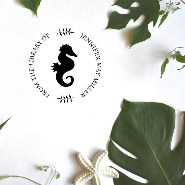 Carimbo De Borracha Livro das Biblioteca Moderna Elegante Marinha (Criador carregado)