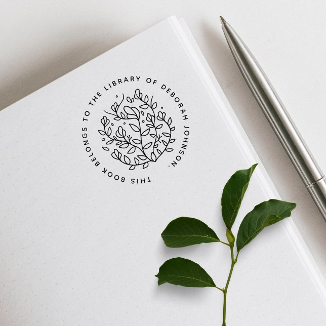 Carimbo De Borracha Livro de Biblioteca Botânica Personalizado Desenha (Criador carregado)