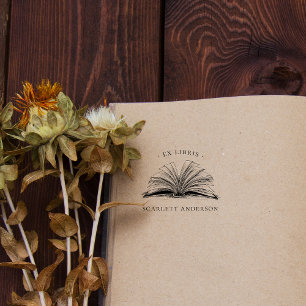 Carimbo De Borracha Livro de Biblioteca Elegante de Nome Personalizado