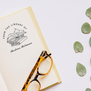 Carimbo De Borracha Livro de Biblioteca Personalizada desenhado Manual
