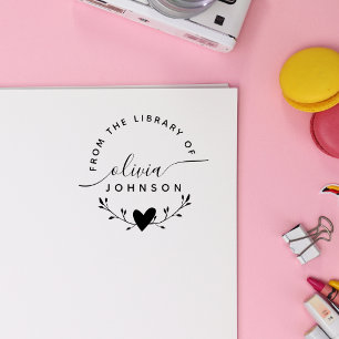 Carimbo De Borracha Livro de Biblioteca Personalizado com Letra Modern