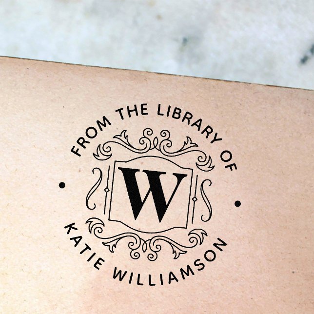 Carimbo De Borracha Livro de Biblioteca Pessoal Clássico do Monograma  (Criador carregado)