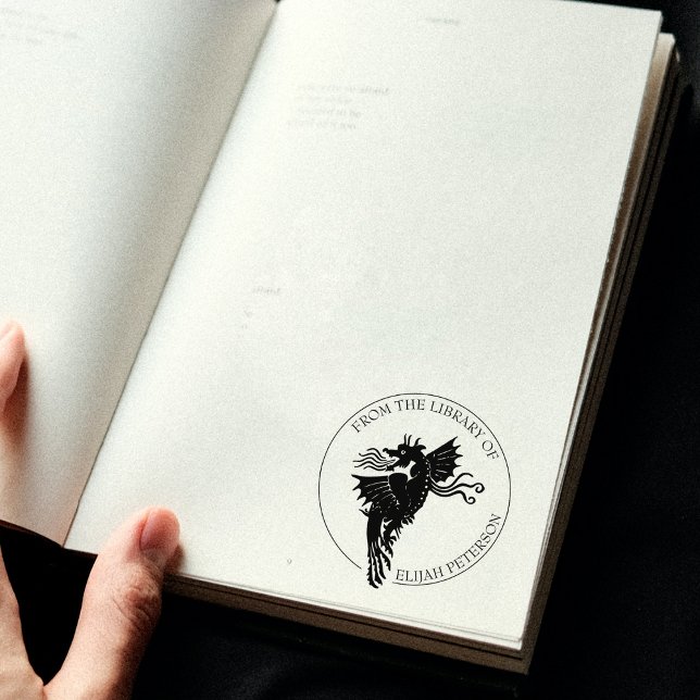 Carimbo De Borracha Livro de Dragão Fantasia Da Biblioteca De (Criador carregado)