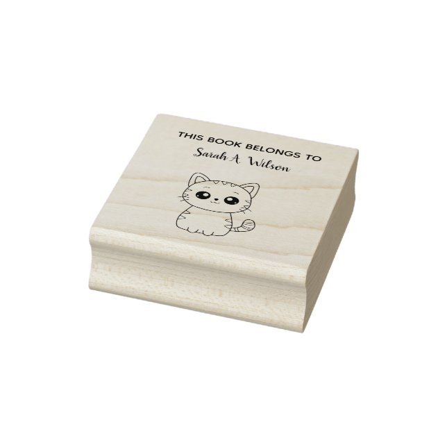 Carimbo De Borracha Livro de Gato de Kawaii Bonito Pertence Personaliz (Carimbo)