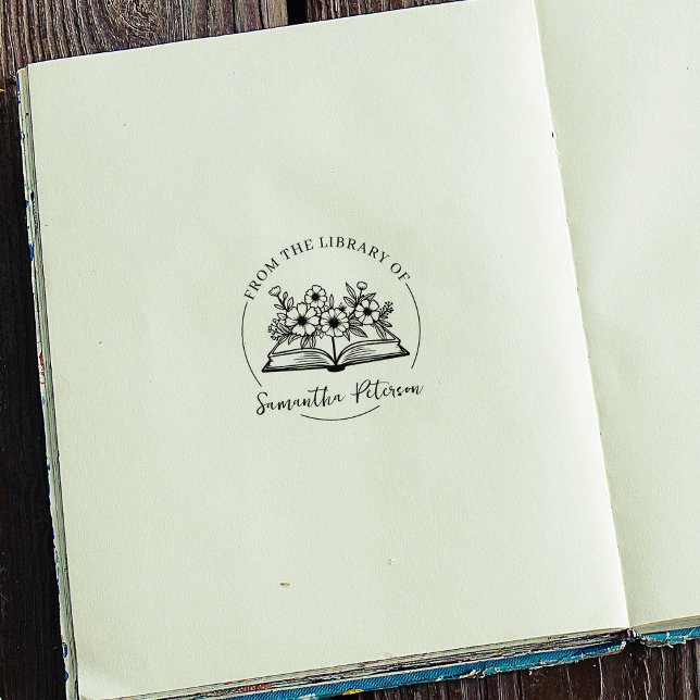 Carimbo De Borracha Livro de Rótulo de Biblioteca Moderno, Livro de Fl (Criador carregado)