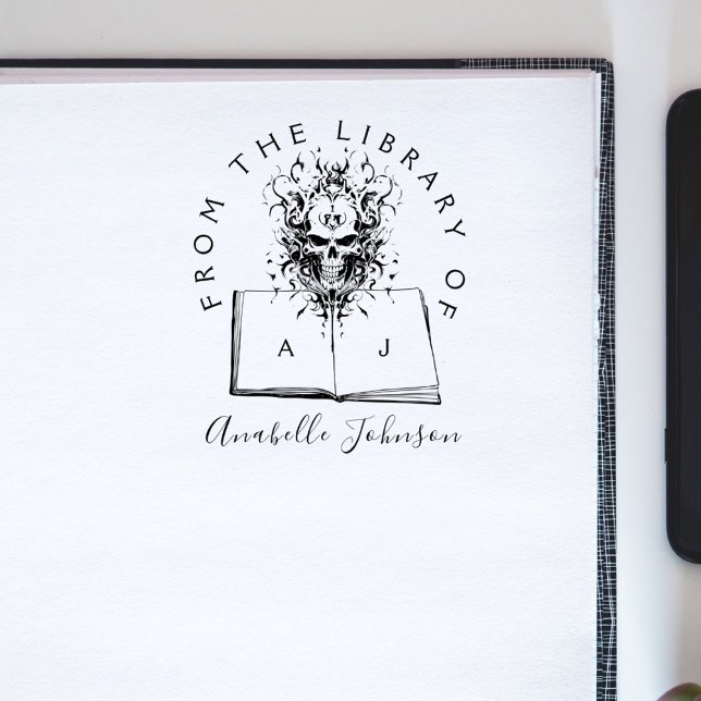 Carimbo De Borracha Livro Do Script Iniciais De Caveira Do Gótico Da B (Criador carregado)