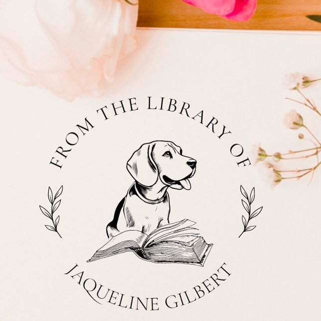 Carimbo De Borracha Livro Elegante Da Biblioteca De | Cachorro desenha (Criador carregado)